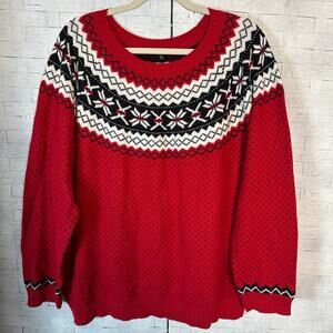 Talbots holiday yolk fair Isle sweater crewneck winter cozycore plus size